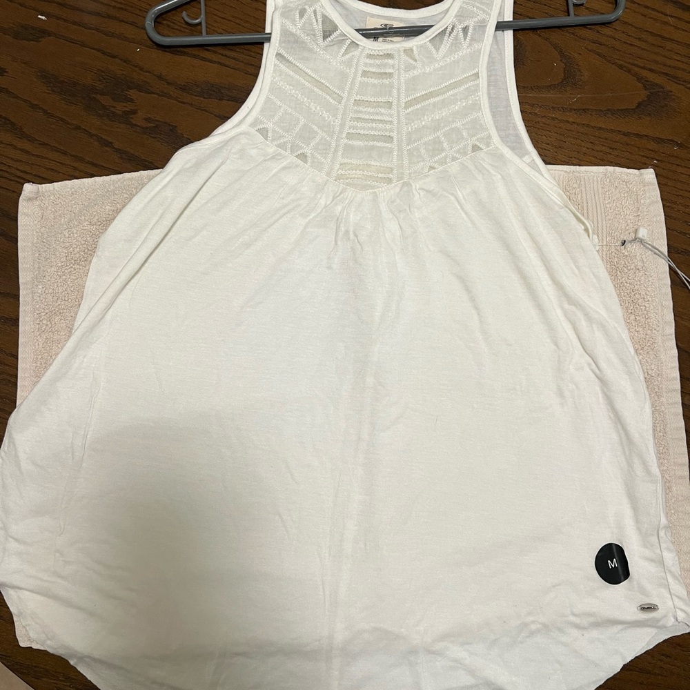 O'Neill White Tank Top with Lace Detail